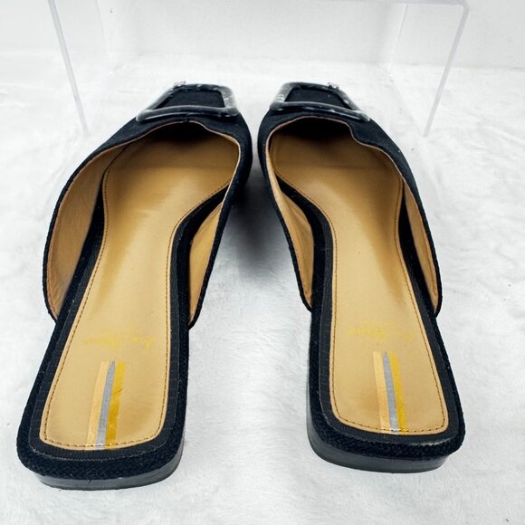 Sam Edelman New York Women's 8.5 Lavina Black Linen Buckle Square Toe Mule Slide - Picture 8 of 11